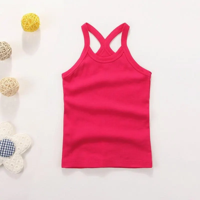 2-11Y Girls Casual Vest Children Summer Clothing Kids Baby Boy Sleeveless Tops Solid Color T-shirt Tees Outfit Toddler Girl Top