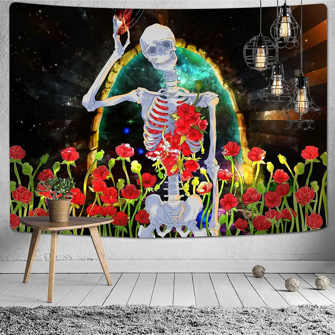 Viking Raven Tapestry Mysterious Viking Meditation Psychedelic Runes Art Wall Hanging Tapestries for Living Room Decor Yoga Mat