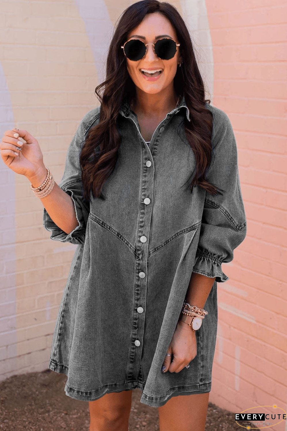 Drop Shoulder Denim Dress