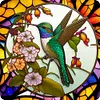 Bird Flower Glass Painting-Paint by Numbers Acrylic Painting 40*40CM