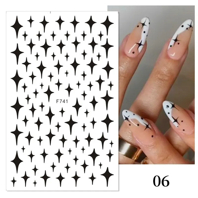 1 Sheet Russian Series Letter 3D Nail Sticker Flower Leaves Nail Transfer Beautiful Decals Slider Nail Art DIY Decoration