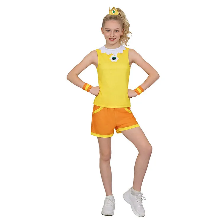 Kids Children The Super Mario (2026) Princess Daisy Yellow Sports Outfits Cosplay Costume