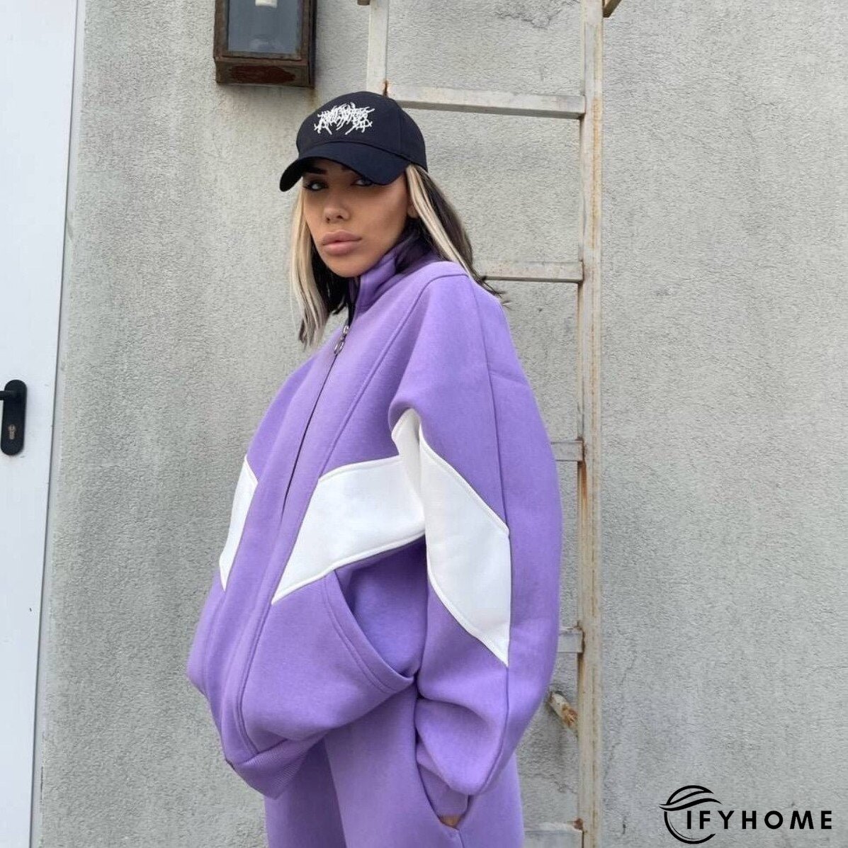 Joskka Autumn Winter Two Piece Sets Tracksuit Women Long Sleeve Zippered Cardigan Leisure Pant Suit Warm Loose Sportswear Outfits | IFYHOME