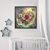 Coeur Papillon Fleurs-Sp&eacute;cial Forme Diamant Peinture-30 * 30CM