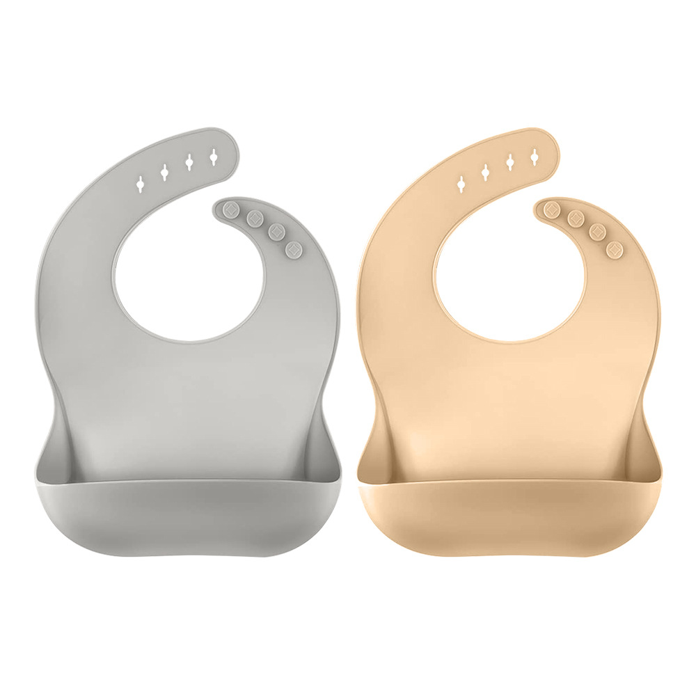 SoftSilk Baby Silicone Bibs - 3D Waterproof,  Food-Catch Pocket,  Wash-Free