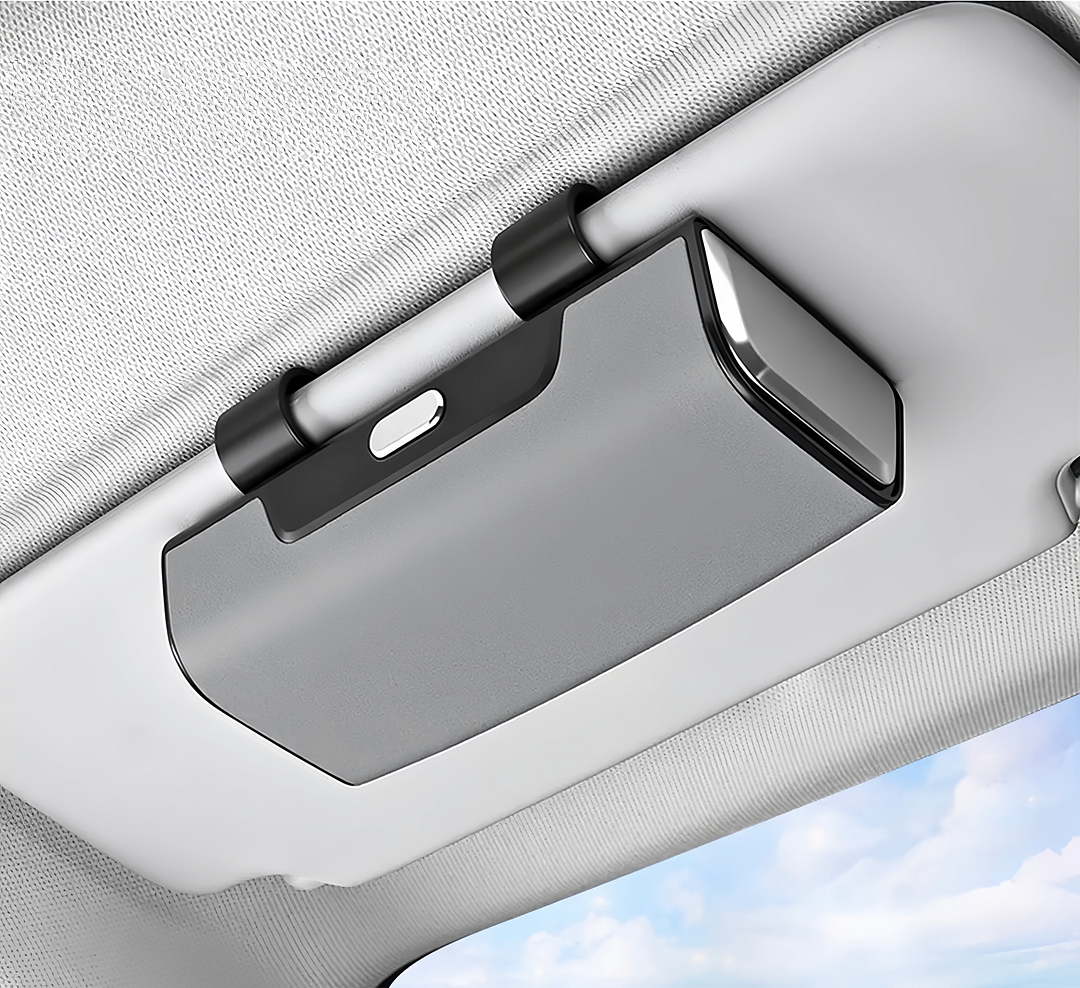 Suede multi-functional car sun visor and glasses case (customizable with car logo)