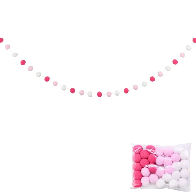 2.5Meter Colorful Pompom Pendant Garland Ins Nordic Series Wool Felt Ball String DIY Handmade Nursery Children Room Decor