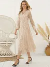 Fringed Sequined See-Through V-neck Maxi Dress