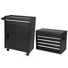 [US Local Warehouse] Large Detachable Toolbox with Double Door & Wheels Sliding Drawers Tool Chest Large Capacity Mechanic Tool Storage Box Metal Tool Cart for Garage Tool Room