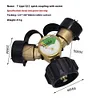 Y Splitter Adapter Propane Adapter with Gauge 2 Way Gas Adapter for Camping