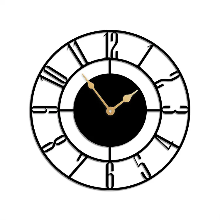 Large Metal Wall Clock &ndash; Modern Silent Wall Art in Gold, Black & Silver for Living Room