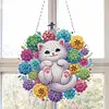 Succulent Bush White Cat Double Sided - 5D DIY Pendant