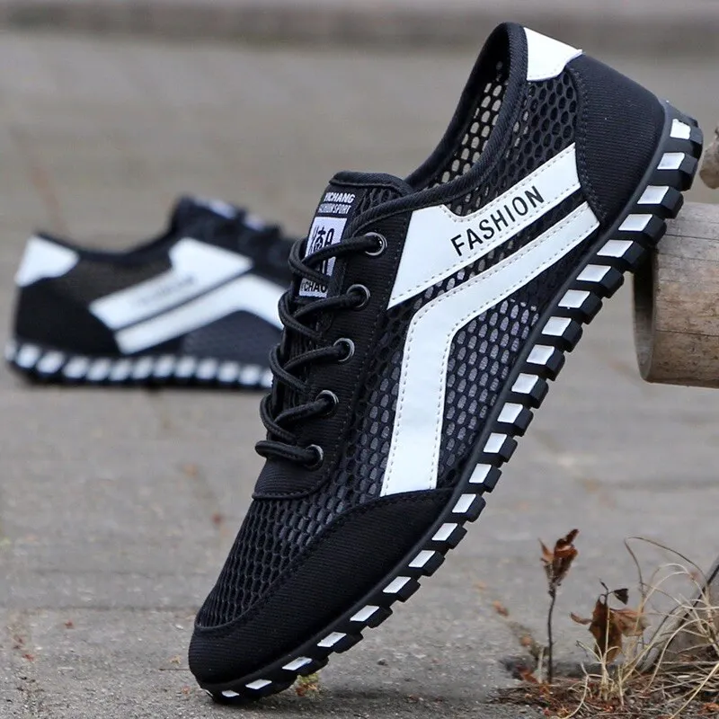 Men Shoes Summer Brand Fashion Men Casual Shoes Lightweight Breathable Men Sneakers Lace Up Gray White Black Red Tenis Man Shoes