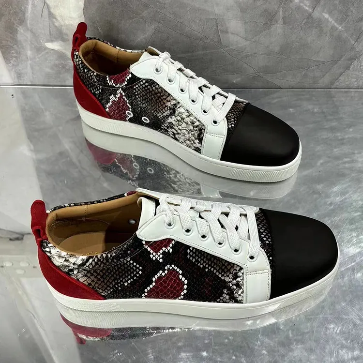Gentleman's Red bottom Sneakers Flower Pattern Polyester Round Toe Sneakers VOCOSI VOCOSI
