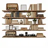 [US Local Warehouse] 5 Tier Floating Shelves Long Wooden Shelf 72x11.81in Adjustable Display Bookshelf with Heavy-Duty Bracket for Living Room Bathroom Kitchen