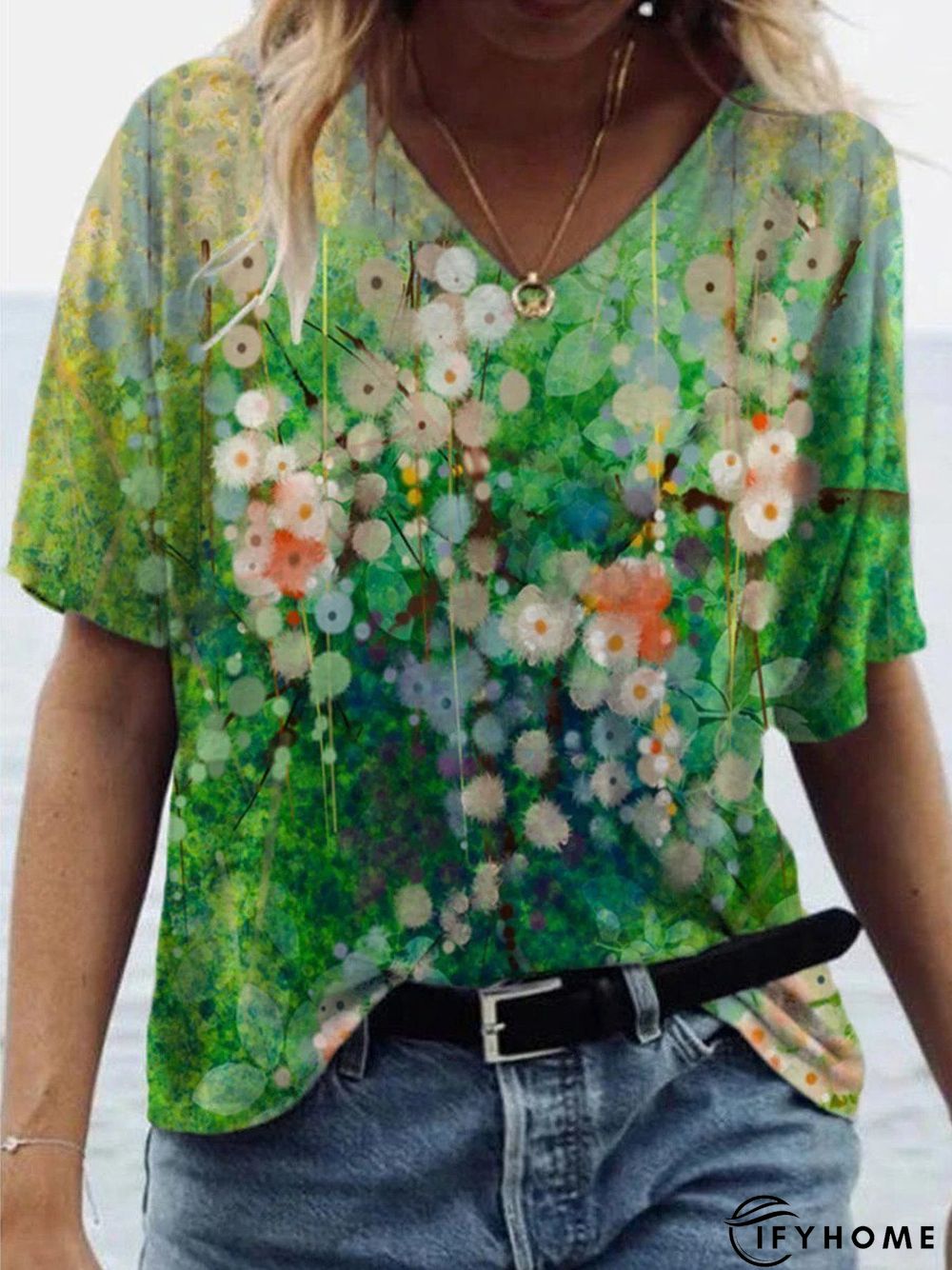 Printed Casual Short Sleeve Tops | IFYHOME