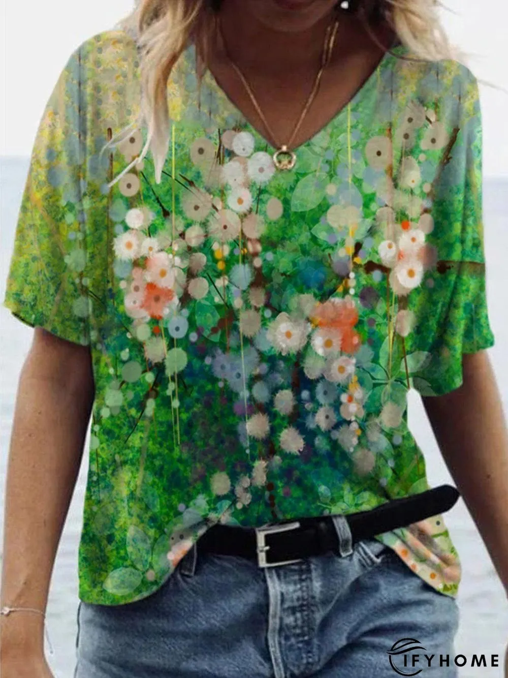 Printed Casual Short Sleeve Tops | IFYHOME