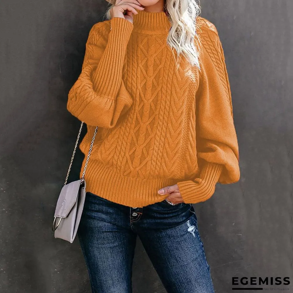 Collar Sweater Loose Long Sleeve Knitted Solid Color Sweater | EGEMISS