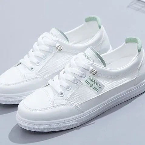 Churchf Churchf Summer New Mesh Breathable Single Shoes Female Students Flat Casual Shoes Round Head Good Match Sports Small White Shoes Female