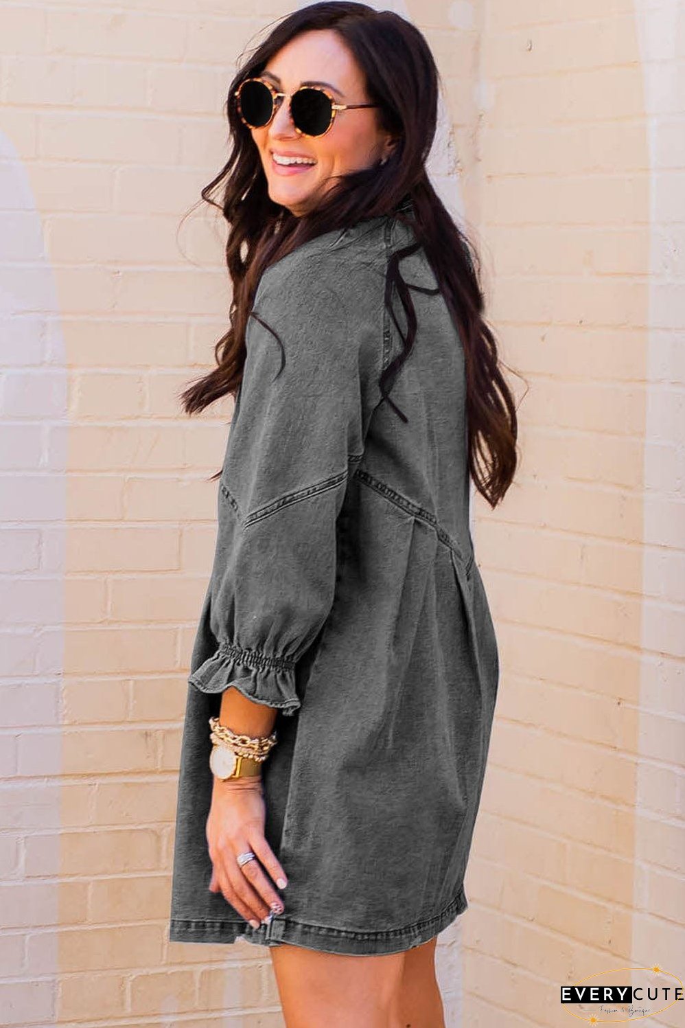 Drop Shoulder Denim Dress