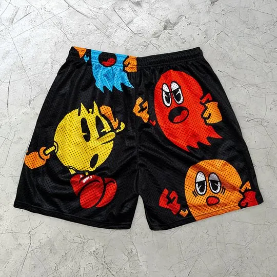 Vintage Cartoon Graphics Mesh Shorts
