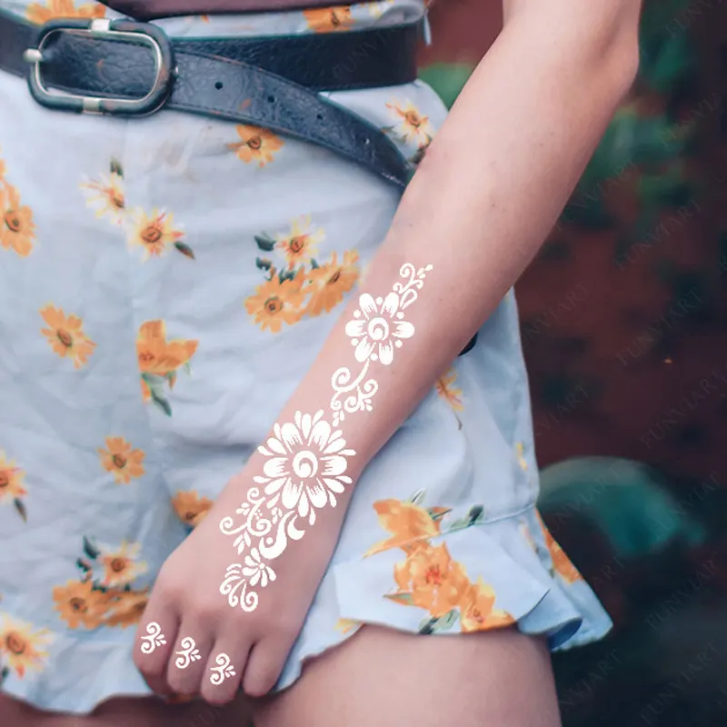 Sdrawing Tattoo Stencils Reusable Painting Stencil for Hand Body Art Flower Temporary Tattoo Template Sleeve Wedding Bride Beauty
