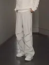 American Retro Gray Paratrooper Pants Men's Spring And Autumn Niche Pleated Slim Pants Straight Loose Paris Buckle Casual Pants