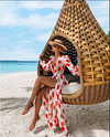Polka-Dot Floral-Print Puff Sleeves Tunicshang Cover-Ups