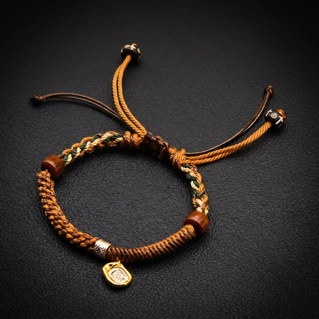 JiStones Artisan Hand-Woven Tibetan Cord Bracelet | Sacred Heritage & Modern Elegance Cerulean & Earth Harmony