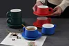 Rhine Blue Matte Thick Handle Ceramic Coffee Cup and Saucer Set