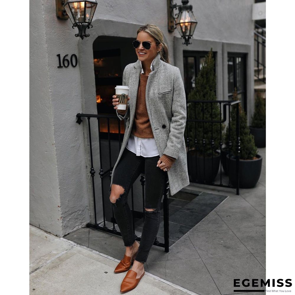 Autumn and Winter Casual Women's Coat Ins Loose Commuter Multicolor Coat | EGEMISS