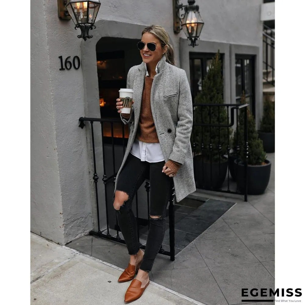 Autumn and Winter Casual Women's Coat Ins Loose Commuter Multicolor Coat | EGEMISS