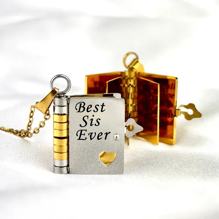 For Sisters - Best Sis Ever Book Necklace