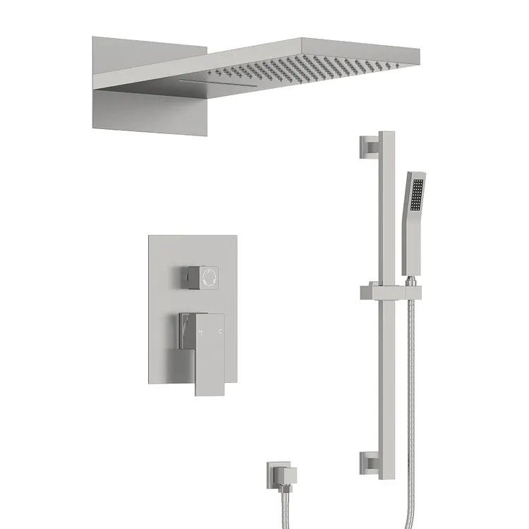 EVERSTEIN Slide Bar Rainfall Shower System in Brushed Nickel SFS-1010-NK22