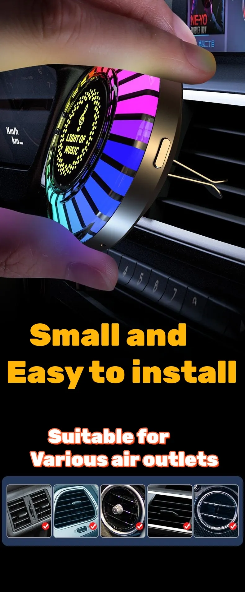 Car LED music rhythm light (with aroma diffuser)
