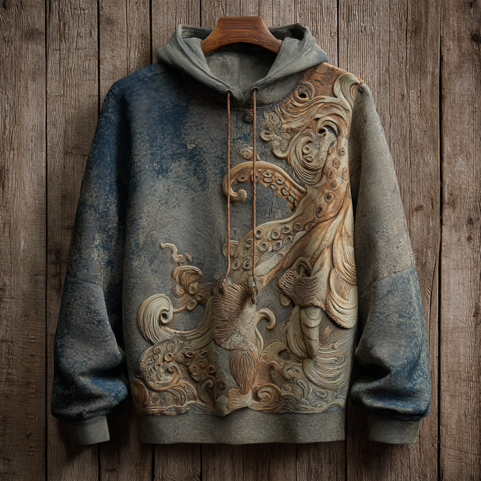 Japanese Art Style Retro Men's Hooded Sweatshirt