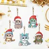 5Pcs DIY Christmas Cat Diamond Painting Keychain（Double-Sided)