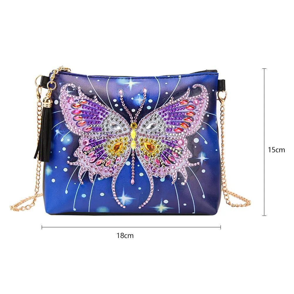 DIY Bag - Rhinestone - Butterfly Leather Chain Messenger Bags