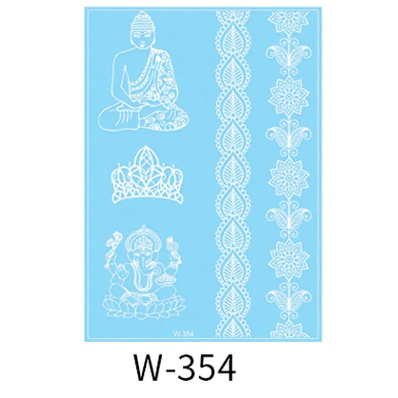 Sexy Henna Mehndi Tattoo White Lace Necklace Flower Water Transfer Temporary Tatoo Sticker Body Art Waterproof for Wedding Beach