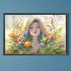 Diamond Painting -DIY Full Round Drill Flowers and Girl(60*40CM)