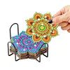 6Pcs/set Diamond Painting Mandala Coaster Cup Cushion with Rack Cup Pad Decor