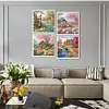 (US Local)4Pack Houses-Full Round Diamond Painting(40x40cm)