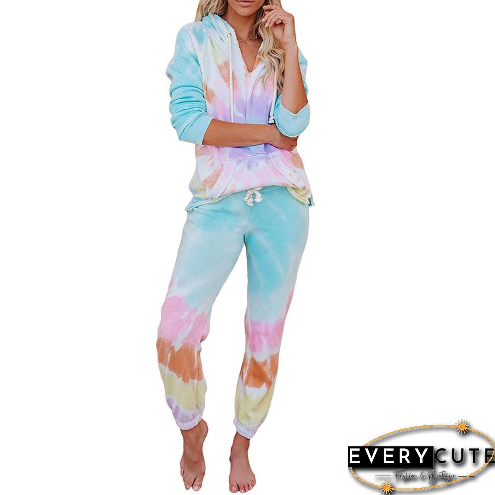 Multicolor Tie Dye Long Sleeve Pajama Set