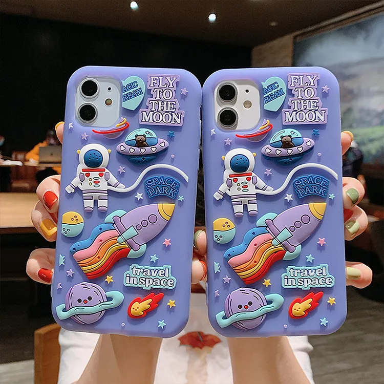 Cute Cartoon 3D Space Astronaut Case For iPhone