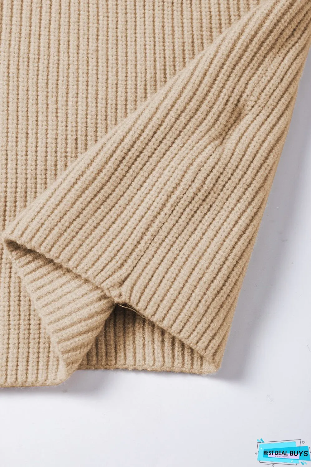 Chest V Neck Ribbed Cap Sleeve Sweater