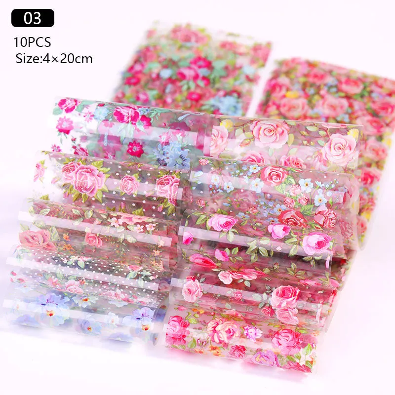 10Pcs/Bag Nail Art Transfer Foil Sticker Abstract Image Blue French Tip Wraps Adhesive Decals Nails Decoration Accessories-Nail Inspo