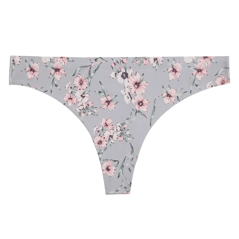 FINETOO Women Thongs Floral Printing Panties for Female Underwear Nylon Seamless Underwear  Panty Sexy Flower G-string Lingerie