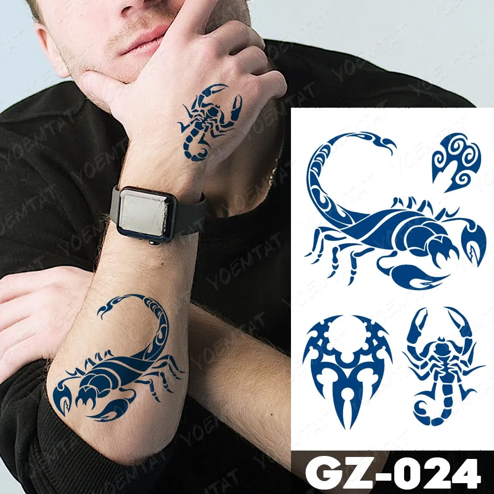Juice Lasting Waterproof Temporary Tattoo Sticker Rose Butterfly Moon Sun Diamond Heartbeat Wave Flash Fake Tattoos Ink Body Art
