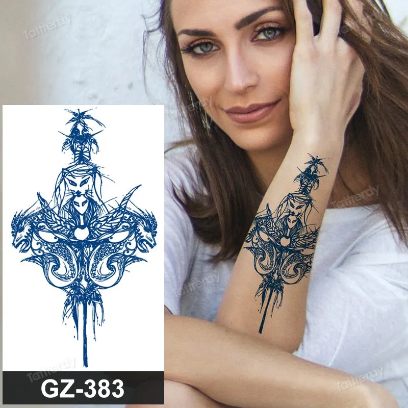 juice long lasting tatto sticker wings angel moon sun compass dragon fake tattoo waterproof transfer tatouage temporaire femme