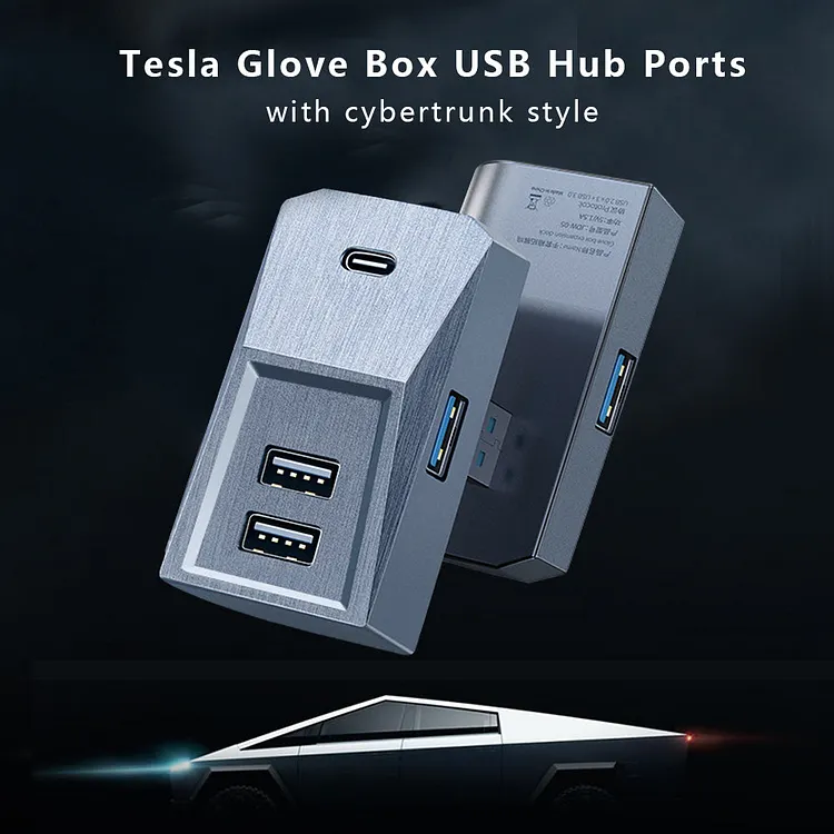Tesla Model 3/Y Glove Box USB Hub Cybertrunk Style 4-in-1 USB Hub | TESLASY